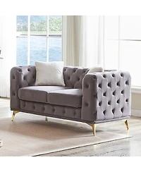 Streamdale Furniture 61.25" Deluxe Velvet Sofa with Chesterfield Tufted Buttons & 2 Pillows