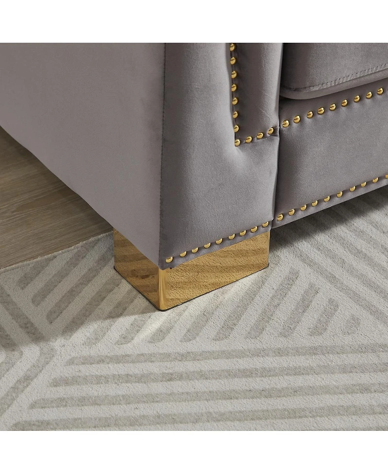 Streamdale Furniture Chesterfield 3+2 Seater Rolled Arm Velvet Sofa