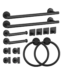 Rainsken 14 Pieces Wall-Mounted Bathroom Hardware Accessory Set, Stainless Steel Towel Bar Set for Bathroom, Kitchens and Bedroom