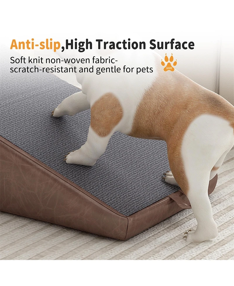 Aostirmotor Foldable 2-in-1 Dog Stairs & Ramp, Wooden Pet Steps for Couch and Bed