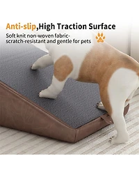 Aostirmotor Foldable 2-in-1 Dog Stairs & Ramp, Wooden Pet Steps for Couch and Bed