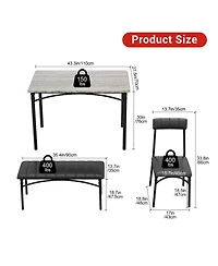 gaomon 4 Piece Rustic Upholstered Dining Set – Table, Chairs & Bench