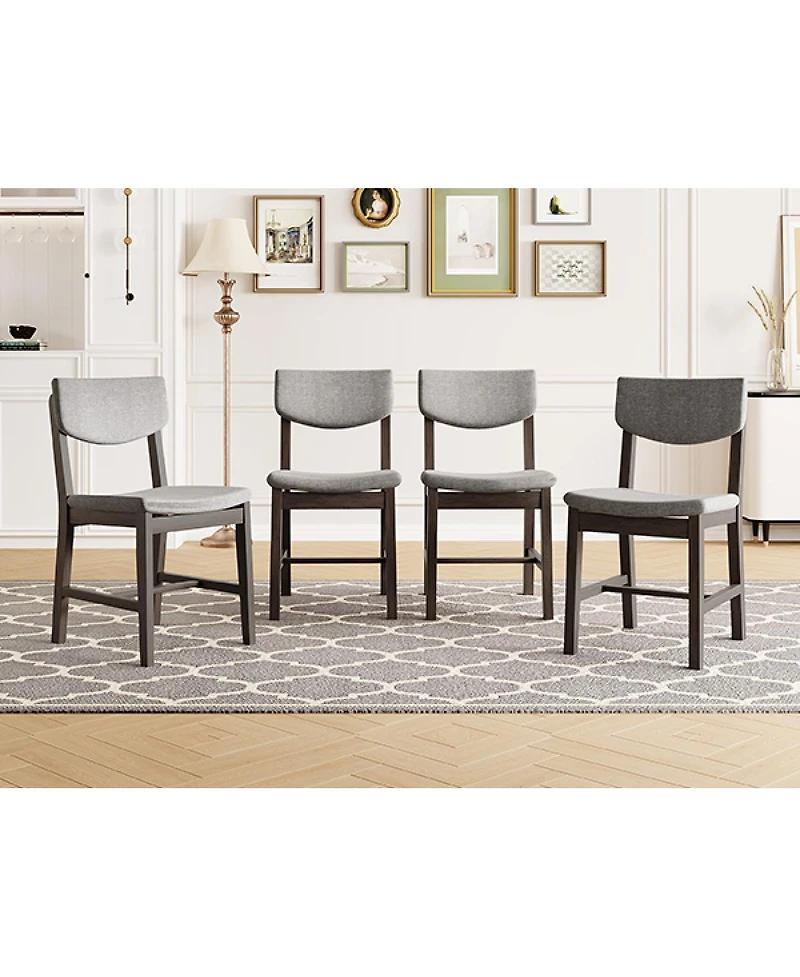 Streamdale Furniture Rustic Farmhouse 4-Piece Dining Chair Set with Fabric Cushion