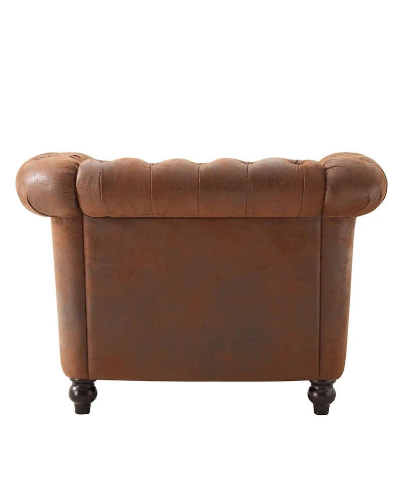 Streamdale Furniture Chesterfield Club Chair with Scrolled Arms, Nail head Trim, and Solid Wood Legs