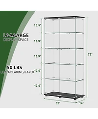 Streamdale Furniture Glass Display Cabinet with Lock, 5-Shelf