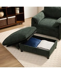 Streamdale Furniture 37" Sofa with Storage Ottoman, Phone Holder, Charger, Pockets, Chenille Armchair