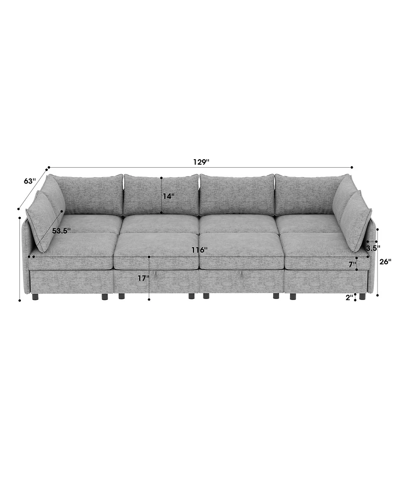 Streamdale Furniture Modular Sectional Sofa with Storage and Sleeper Functionality