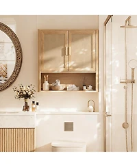 Yigii Linen-Style Wall Cabinet with Adjustable Shelves for Bathroom, Kitchen, Living Room