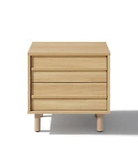 LuxenHome 19.7” Hazel Oak Manufactured Wood Nightstand & End Table with Drawers & Rubberwood Legs
