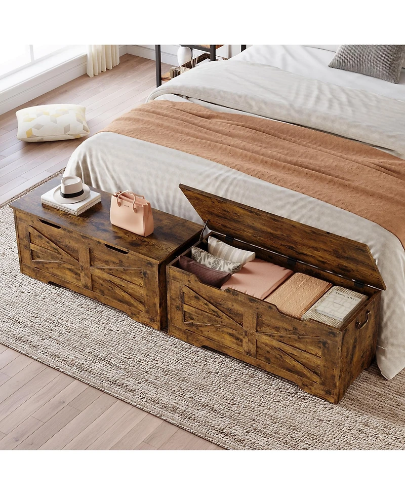 gaomon 39.4-Inch Wooden Toy Chest & Storage Bench, Safety Hinge for Kids Room