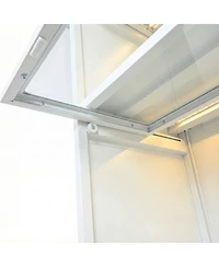 Streamdale Furniture Iron Display Cabinet with Glass Doors, 5-Tier Steel Bookcase with Led Lights