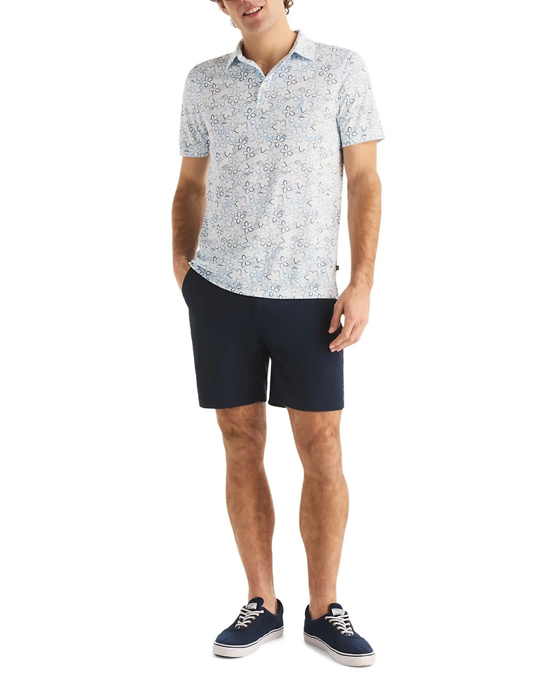 Nautica Men's Short-Sleeve Floral Outline Print Golf Polo Shirt