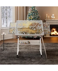 Streamdale Furniture 1500 pieces Jigsaw Puzzle metal Table board for adults gift with 4 trays