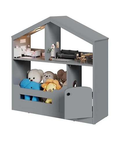 gaomon 2-Tier Kids Bookshelf and Toy Storage with Toy Storage & Motion Sensor Light