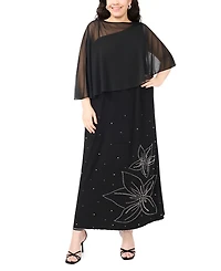 Msk Plus Asymmetrical Combo Cape Dress