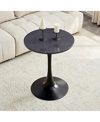 Streamdale Furniture Round Dining Table, 23.6" Tulip Table with Thickened Top & Metal Pedestal, Mid Century Modern Bistro (Faux Marble)