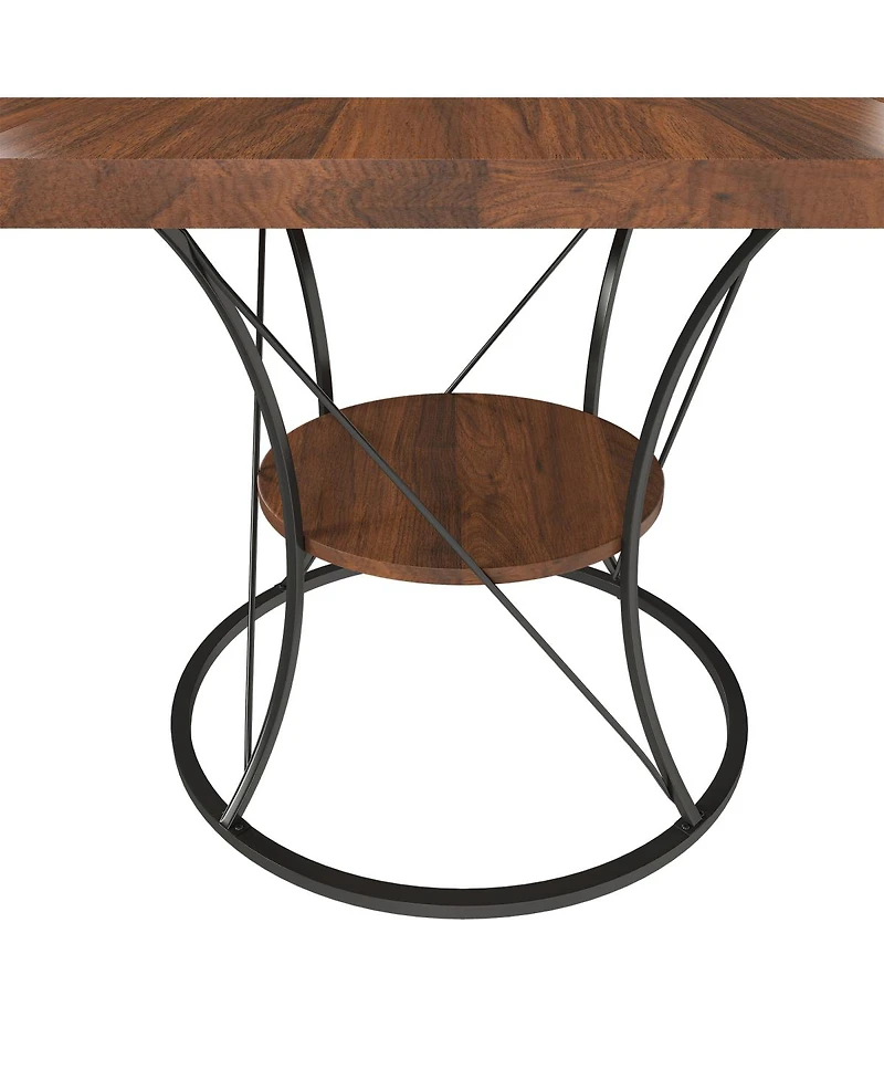 Streamdale Furniture 43" Round Expandable Farmhouse Dining Table with Storage Shelf (No Chairs)