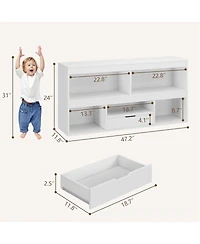 gaomon 5-Cube Kids Toy Storage Organizer – Wooden Bookshelf, 2-Tier Children Bookcase and Cabinet for Playroom, Nursery