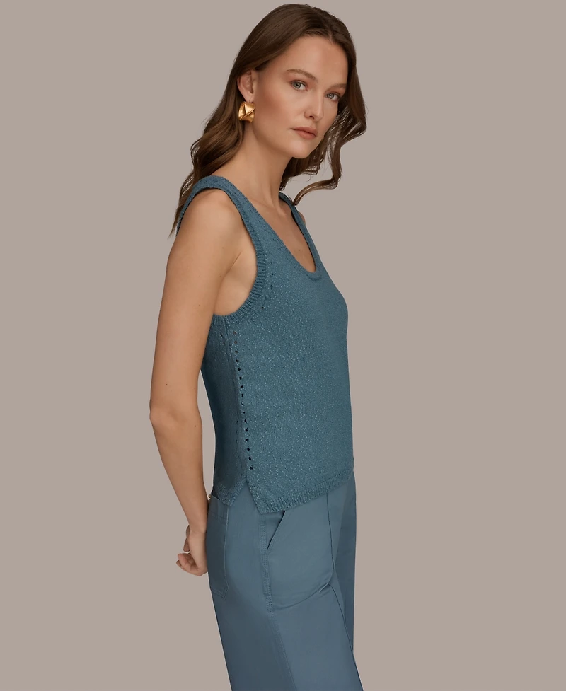 Donna Karan Weekend Women's Scoop Neck Pointelle Stitch Tank Top