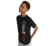 Calvin Klein Boys' 8-20 Vertical Ck Short-Sleeve Crewneck T-Shirt