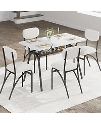 gaomon Dining Table Set for 4 Modern Kitchen Table and Chairs Set Boucle Chairs Sets Dining Table with Storage Shelf and Metal Legs