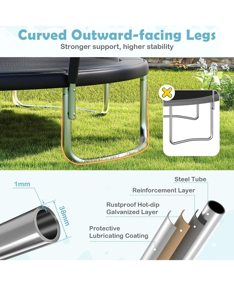 Slickblue 10FT Backyard Trampoline with Enclosure Net