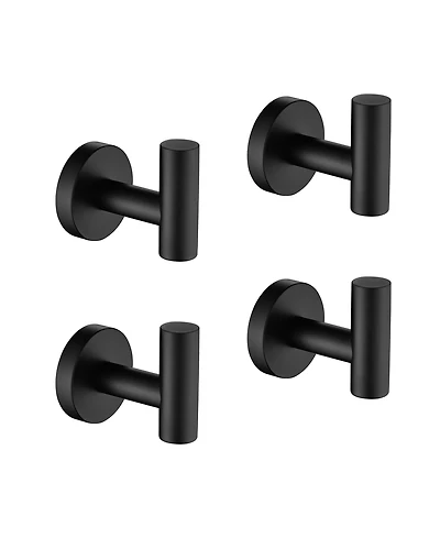 Rainsken 4-Pack Wall-Mounted Stainless Steel Hooks, Bathroom Towel & Coat Hook Matte for Bathroom, Bedroom, Kitchen