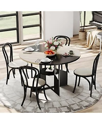 gaomon 47 Inch Round Dining Table for 4-6 Person ,Breakfast Nook Set with Metal Base for Apartment Oak
