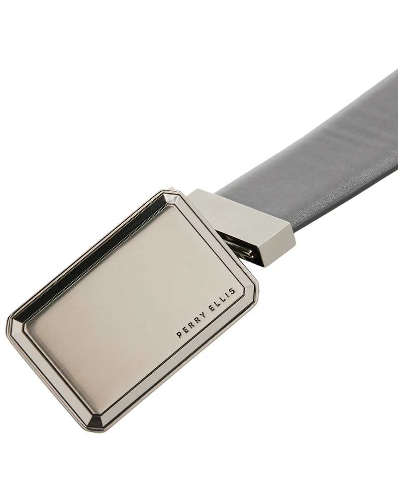 Perry Ellis Portfolio Men's Framed Genuine Leather Belt