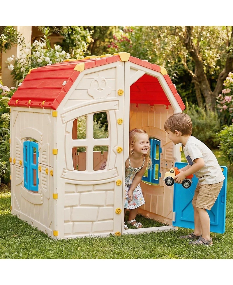 Slickblue Kids Playhouse with Openable Windows and Door for Indoor Use