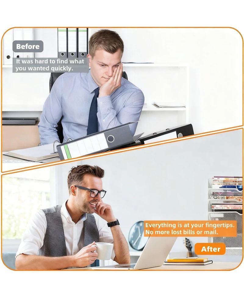 Yigii 5-Tier Magnetic File Organizer with Pen Holders for Efficient Desk or Wall Storage