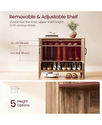 Yigii 3-Tier Shoe Cabinet, Adjustable Shelf, Farmhouse Style