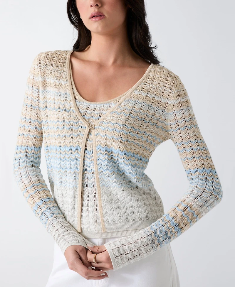 Guess Women's Rosalyn Cover Shoulder V-Neck Cropped Sweater