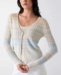 Guess Women's Rosalyn Cover Shoulder V-Neck Cropped Sweater