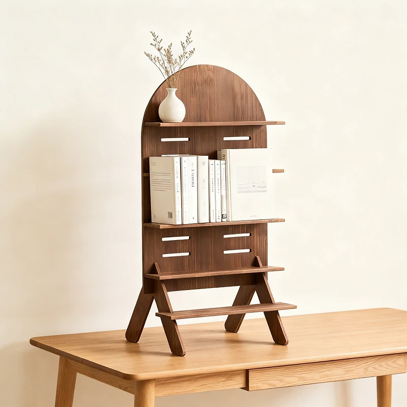 Yigii Adjustable 5-Tier Walnut Display Stand