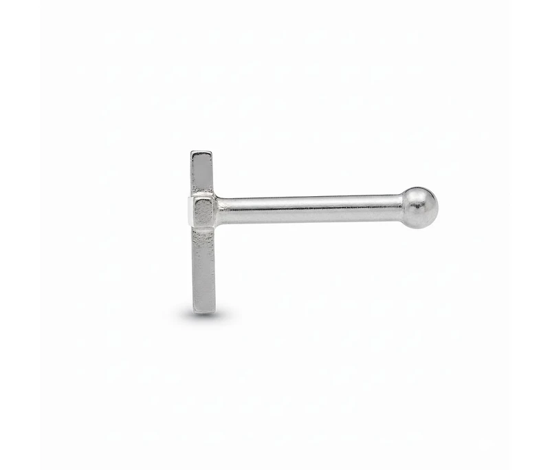 Curata Jewelry Solid 14k Gold 20g Beveled Cross Nose Stud Ring