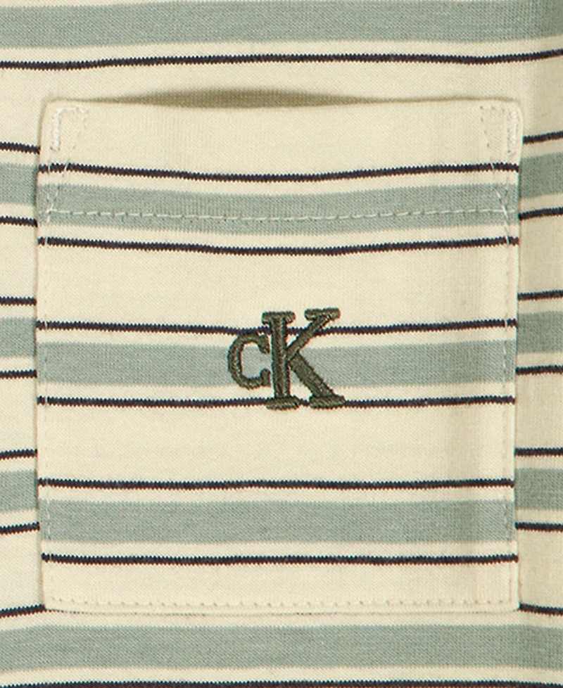 Calvin Klein Boys' 2T-7 Relaxed Multi-Stripe T-Shirt and Cargo Shorts, 2-Piece Set