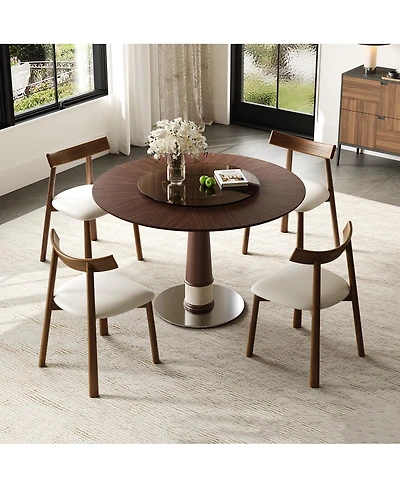 Streamdale Furniture Solid Wood Dining Table Set Chairs, Round Table, Lazy Susan, Retro Kitchen Set
