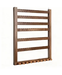 Yigii Walnut Wood Earring & Necklace Organizer -Easy Assembly