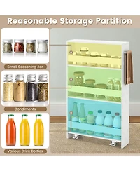 Sugift Narrow Mobile Serving Cart with Open Shelves for Kitchen Bathroom Living Room