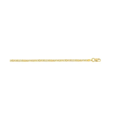 Curata Jewelry Solid 10K Yellow Gold 10 Inch 2.2mm Mariner Chain Anklet Anklet