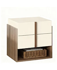 Yigii Mid-Century Modern Nightstand with Charging Ports and Storage