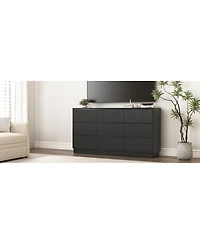 Streamdale Furniture 9 Drawer 63" Wide Wood Dresser, Modern Long Tv Stand