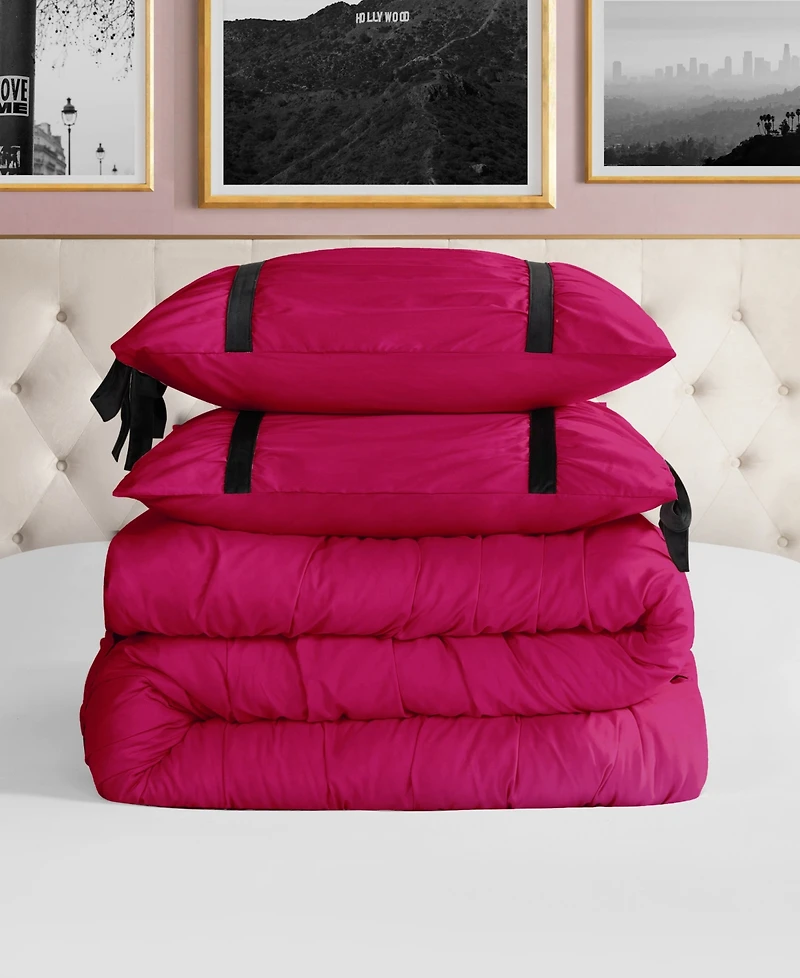 Juicy Couture Amelie Velvet Bows Ruched 3-Pc. Comforter Set
