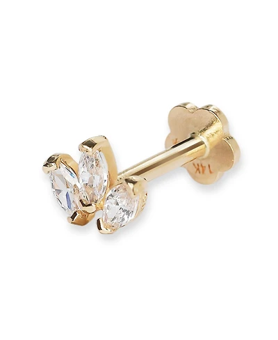 Curata Jewelry Marquise Cubic Zirconia Lotus Flower Cartilage Labret Flat-back Piercing