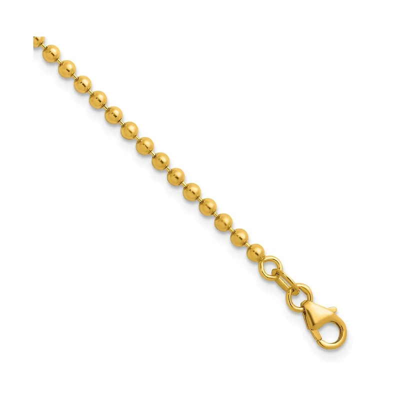 Curata Jewelry Solid 18k Yellow Gold Italian 7.25 Inch 2.5mm Bead Chain Bracelet Link Bracelet