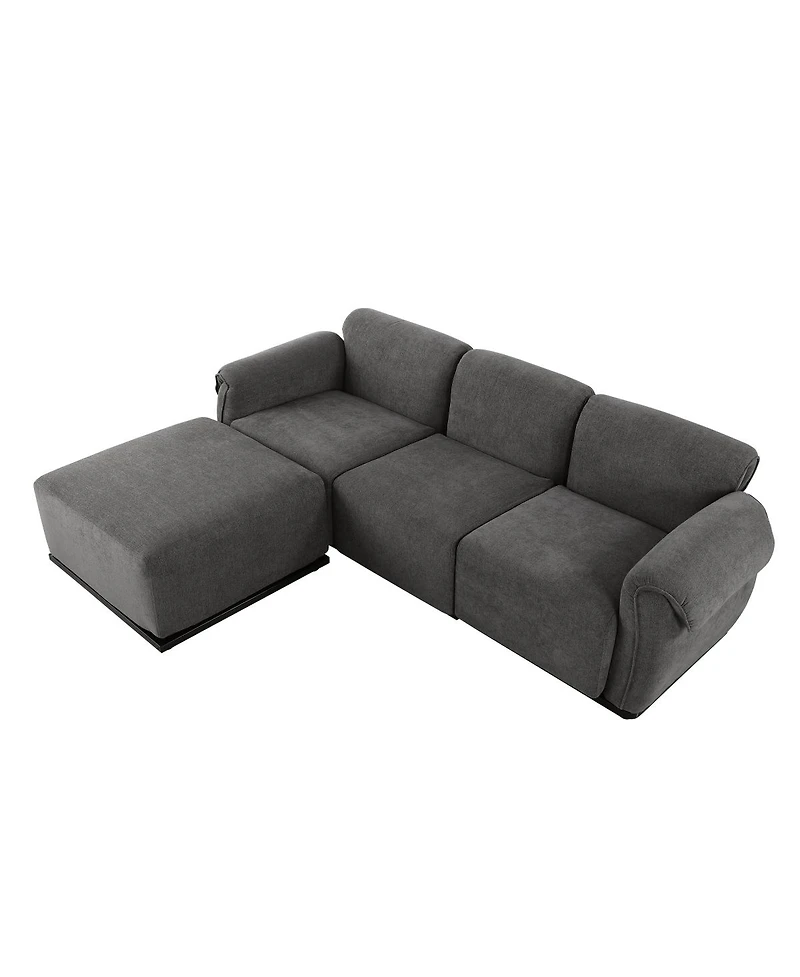 Streamdale Furniture Fashionable grey chenille modular sofa with iron frame, 93" L