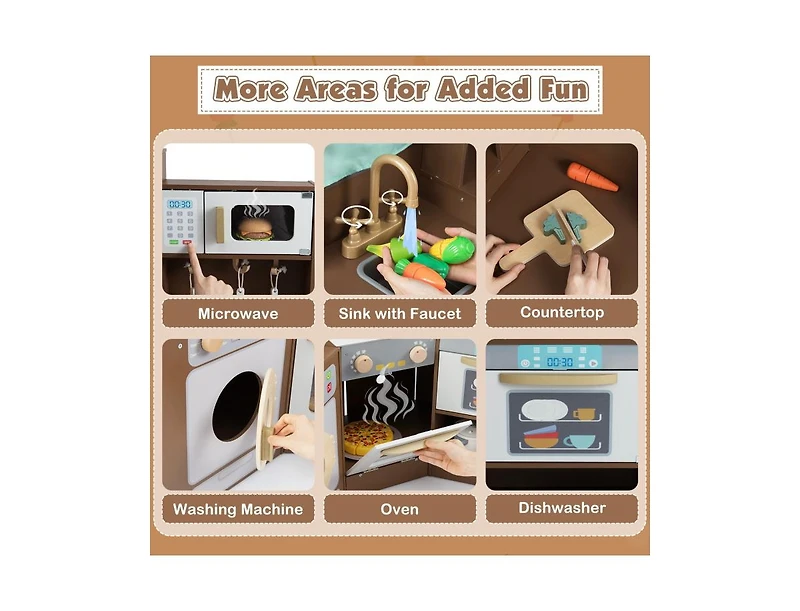 Slickblue Corner Pretend Kitchen Playset with Stoves, Lights, and Sounds