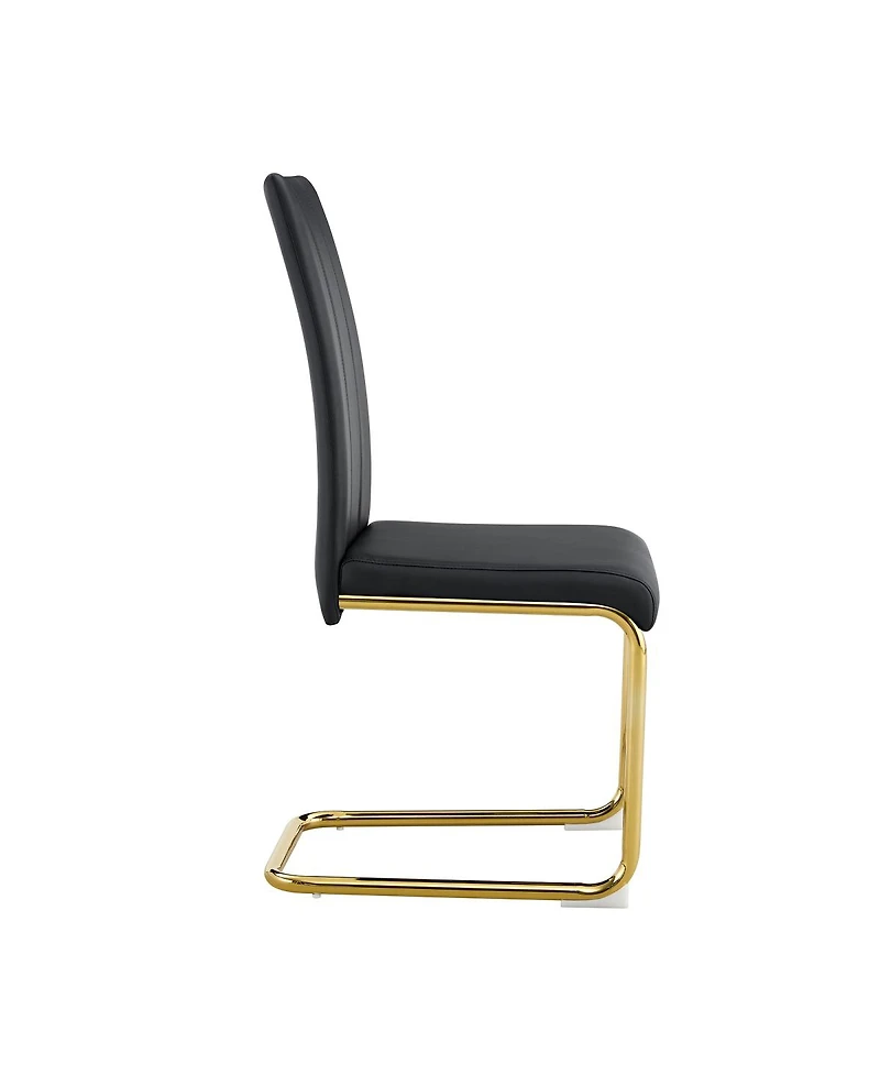 Streamdale 2-Pack Black Pu Upholstered Dining Chairs with Gold Legs