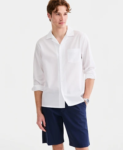 Club Room Men's Cotton Long-Sleeve Camp-Collar Shirt, Macy's Exclusive